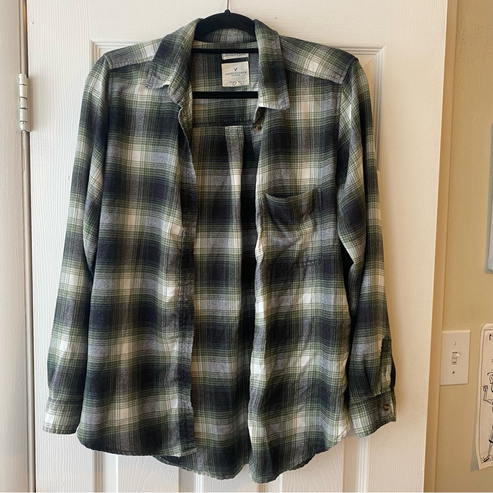 American Eagle Green and Black Flannel